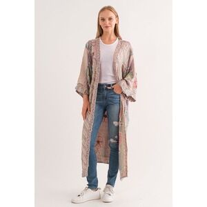 Raj Duster Kimono Floral Paisley Embroidered Cardigan‎ Boho OS Festival